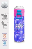 Coral High Kız Çocuk İçin 500 ml'lik Paslanmaz Çelik Termos/Suluk - Lavanta Pembe Baloncuk Desenli - 2