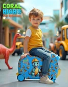 Coral High Otur-Çek Erkek Çocuk Valizi - Mavi Sarı Dinazor thumbnail 2