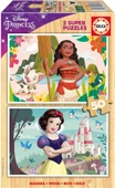 Educa 2x50 Disney Vaiana ve Pamuk Prenses Kız Çocuk Ahşap Puzzle - 4-6 Yaş - 1