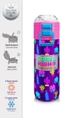Coral High Kız Çocuk İçin 500 ml'lik Paslanmaz Çelik Termos/Suluk - Mor Pembe Kaktüs Desenli - 2