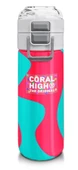 Coral High 500 ml Kız Çocuk Pipetli Termos/Matara - Neon Mercan Turuncu Desenli - Çift Kullanım Özelliği - 1