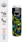 Coral High 500 ml Erkek Çocuk Pipetli Termos/Matara - Nefti Siyah Tamir Seti Desenli  - Çift Kullanım Özelliği - 2