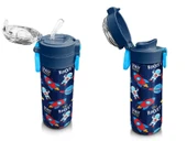 Coral High Erkek Çocuk İçin 500 ml'lik Paslanmaz Çelik Termos/Suluk - Lacivert Mavi Uzay Desenli thumbnail 4