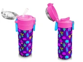 Coral High Kız Çocuk İçin 500 ml'lik Paslanmaz Çelik Termos/Suluk - Mor Pembe Kaktüs Desenli - 4