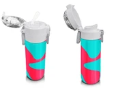 Coral High 500 ml Kız Çocuk Pipetli Termos/Matara - Neon Mercan Turuncu Desenli - Çift Kullanım Özelliği - 4