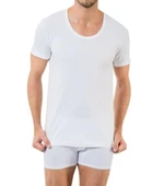 12 li Paket Nazar Yıldız Erkek Bisiklet Yaka Atlet Fanila Beyaz - 1