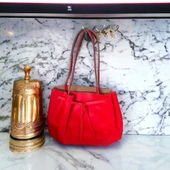 Estee Lauder. kırmızı Deri Omuz Çantası-genişlik-42-derinlik-37-VİNTAGE - 3