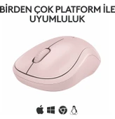Logitech M240 Sessiz Kompakt Kablosuz Bluetooth Mouse - Pembe thumbnail 6