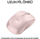 Logitech M240 Sessiz Kompakt Kablosuz Bluetooth Mouse - Pembe thumbnail 4