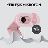 Logitech BRIO 100 Full HD 1080p Gizlilik Kapaklı Mikrofonlu Web Kamerası - Pembe - 5