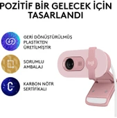Logitech BRIO 100 Full HD 1080p Gizlilik Kapaklı Mikrofonlu Web Kamerası - Pembe - 9