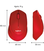 Logitech M330 Sessiz Kablosuz Optik Mouse - Kırmızı - 7