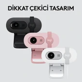 Logitech BRIO 100 Full HD 1080p Gizlilik Kapaklı Mikrofonlu Web Kamerası - Pembe - 8