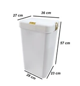 Geseus Motek Tekli 40 Lt Kirli Çamaşır Sepeti+Çamaşır Selesi Ikili Set, Çeyiz Seti Gold+Beyaz - 3