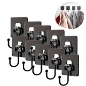 BUFFER® 10 Adet Duvara, Dolapa Yapışan Güçlü Yapışkanlı Siyah Duvar Askısı - 1