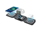 Ozmik 3'ü 1 arada MegaSafe Uyumlu Katlanabilir Manyetik Kablosuz Şarj Cihazı Pedi Hepsi Bir Arada thumbnail 1