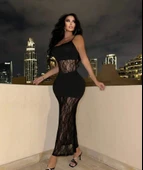 Kadın Dalgıç Kumaş Dantel Detaylı Maxi Boy Elbise thumbnail 2