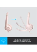 Logitech 981001281 H390 USB Gürültü Önleyici Mikrofonlu Gül Rengi Kulaklık - 4