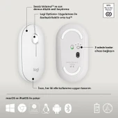 Logitech M350s Pebble 2 Bluetooth Kablosuz Sessiz Kompakt Mouse - Beyaz thumbnail 6