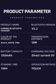 Ozmik  G10 Bt 5.2 Düşük Gecikmeli Kablosuz Dokunmatik Gaming Bluetooth Oyuncu Kulaklığı BEYAZ - 8