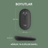 Logitech M350s Pebble 2 Bluetooth Kablosuz Sessiz Kompakt Mouse - Siyah thumbnail 8