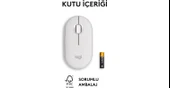 Logitech M350s Pebble 2 Bluetooth Kablosuz Sessiz Kompakt Mouse - Beyaz thumbnail 9