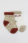 Nessiworld Bistyle Love Dog Penye Soket Çorap 2'Li BS10118 Bej thumbnail 2