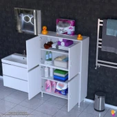 Modilayn İLKİM 100x138x32,5 cm Ekstra Düzen İçin Kullanışlı 4 Kapak 4 Bölmeli Banyo Mutfak Dolabı - 1