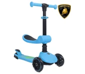 Lamborghini L5 2in1 Mavi Oturaklı Işıklı 3 Tekerlekli Çocuk Scooter - 3