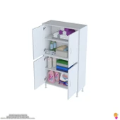 Modilayn İLKİM 85x138x32,5 cm Ekstra Düzen İçin Kullanışlı 4 Kapak 4 Bölmeli Banyo Mutfak Dolabı thumbnail 5