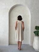 Kadın sıfır kol yazlık rahat kesim salaş elbise - 3