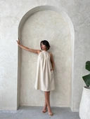 Kadın sıfır kol yazlık rahat kesim salaş elbise - 2