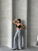 Kadın Keten Pileli Şık Pantolon - 3