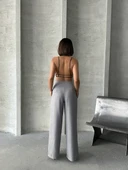 Kadın Keten Pileli Şık Pantolon - 5