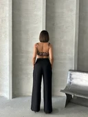 Kadın Keten Pileli Şık Pantolon - 6