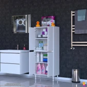 Modilayn İLKİM 65x138x32,5 cm Ekstra Düzen İçin Kullanışlı 4 Kapak 4 Bölmeli Banyo Mutfak Dolabı thumbnail 2