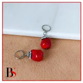 Mercan Doğal Taş & Zirkon Taşlı Kadın Küpe - 1