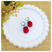 Mercan Doğal Taş & Zirkon Taşlı Kadın Küpe - 2