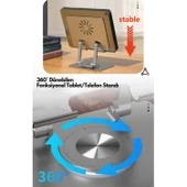 Ozmik Tablet&Telefon Standı 360 Dönebilen Yükseklik Ayarlı Metal Tablet Tutucu Yükseltici Stand - 6
