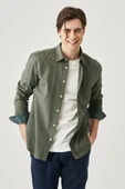 Wrangler Erkek Minimalist Uzun Kol Gömlek - Keten Görünümlü - 1