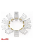 ROBİZ 10 Adet 8P8C Plastik RJ45 Soket Ethernet Bağlantı Kablo Konnektörü Açık Uçlu 8 Pin Şeffaf thumbnail 1