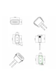 ROBİZ Type C Panel Montaj Dişi Soket 2 Pin 10cm Kablolu Beyaz Uzatma Konnektör Araba Kamera Oyuncak - 8