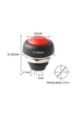 ROBİZ 12mm PBS-33B 2 Pin Push Buton Kırmızı ON OFF 1A 250V Mini Yuvarlak Su Geçirmez Anahtar thumbnail 7