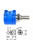ROBİZ 3590s-2-103l 10kohm 10 Tur Potansiyometre Panel Montaj Hassas 360 Derece Döner Mil Ayarlanabilir thumbnail 3