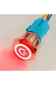 ROBİZ 16mm Kırmızı Power Sembol Ledli Kablolu Kilitlemeli Tip Metal Button  Latch Panel Montaj Düz Kafa thumbnail 1