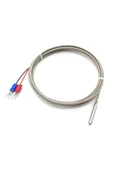 ROBİZ K Type Thermocouple 1 Metre Silindir Tip Başlık Sıcaklık Isı Sensörü 0C / 800C Paslanmaz Çelik Prob thumbnail 1