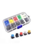 ROBİZ Kutulu 12x12mm 25 Adet Başlıklı Tact Buton Set 4 Pin 5 Renk Dokunmatik Anlık Basmalı Düğme thumbnail 7