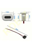 ROBİZ Type C Panel Montaj Dişi Soket 2 Pin 10cm Kablolu Beyaz Uzatma Konnektör Araba Kamera Oyuncak - 2
