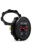 ROBİZ Su Geçirmez Dc 6V / 48V Voltmetre Yuvarlak Panel Tip Montajlanabilir Dijital Kırmızı Renk Led thumbnail 4