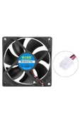 ROBİZ Dc 12v Fan 90x90mm 9025 3200rpm 9x9cm Sessiz 2 Pin Fırçasız Soğutma Kuluçka thumbnail 3